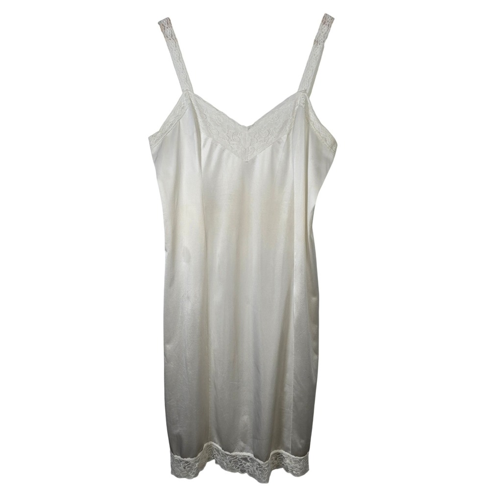 Vintage Deena White Nylon Lace Trim Slip Dress Size 38 Style 2015 Lingerie